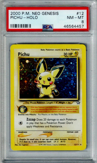 Pokemon Neo Genesis Pichu #12 – Holo PSA 8