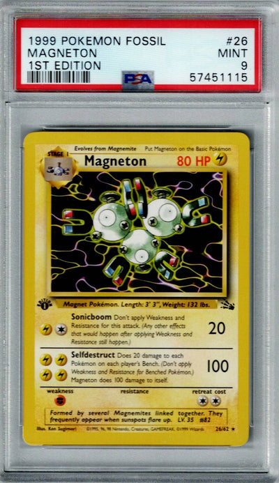 Pokemon Fossil Magneton #26 PSA 9
