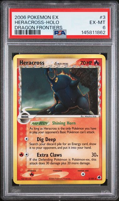 Pokemon EX Dragon Frontiers Heracross #3 – Holo PSA 6