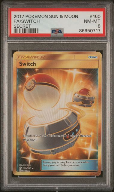 Pokemon Sun & Moon Switch Secret #160 PSA 8