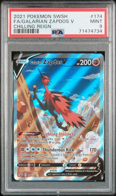 Pokemon Chilling Reign Galarian Zapods V #174 PSA 9