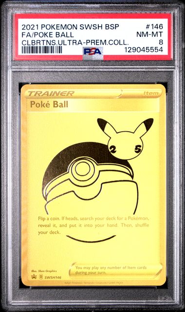 Pokemon Celebrations Black Star Promo Poke Ball #146 PSA 8