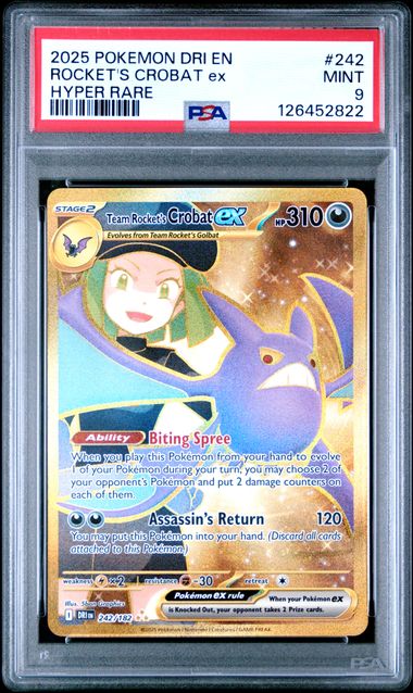 Pokemon Destined Rivals Rocket's Crobat ex #242 PSA 9