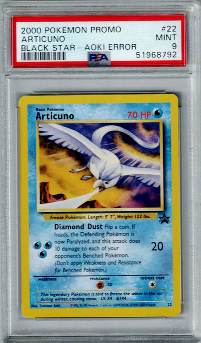 Pokemon Black Star Promo Articuno #22 – Aoki Error PSA 9