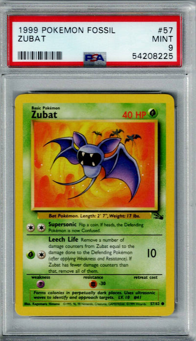Pokemon Fossil Zubat #57 PSA 9