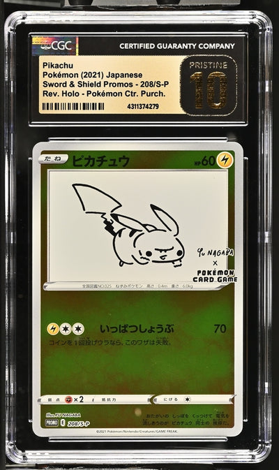 Pokemon JP Sword & Shield Promos Pikachu #208 – REV FOIL CGC 10