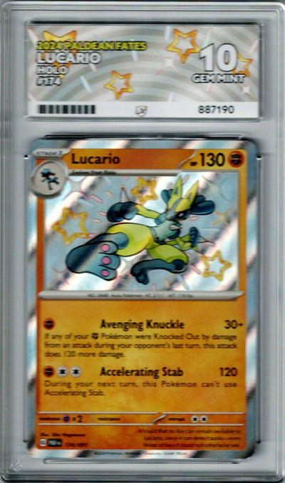 Pokemon Paldean Fates Lucario #174 ACE 10
