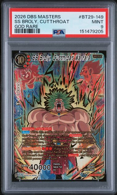Dragon Ball BT29 SS Broly, Cutthroat Warfare #149 PSA 9