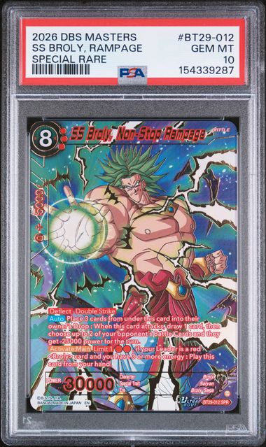 Dragon Ball BT29 SS Broly, Non-Stop Rampage #012 PSA 10