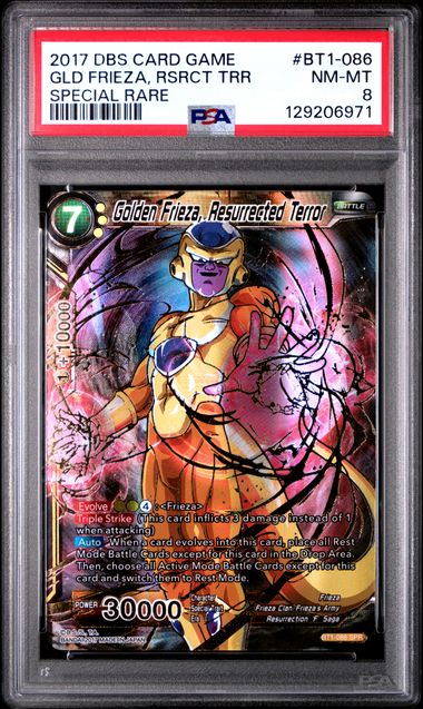 Dragon Ball BT1 Golden Frieza, Resurrected Terror #086 PSA 8