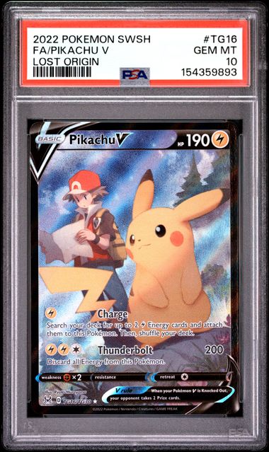 Pokemon Lost Origin Pikachu V #TG16 PSA 10