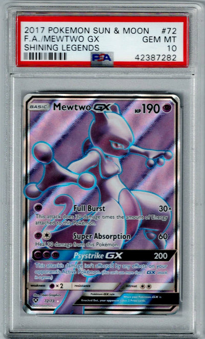 Pokemon Shining Legends Mewtwo GX #72 PSA 10