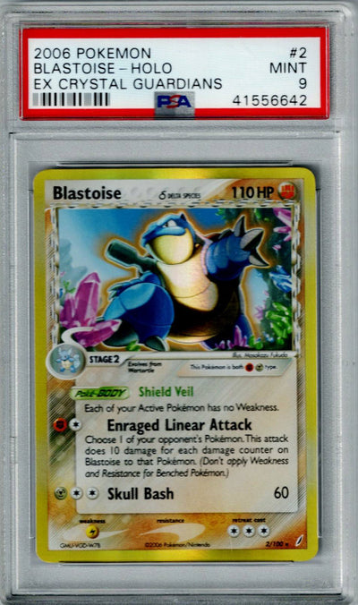 Pokemon EX Crystal Guardians Blastoise #2 – Holo PSA 9