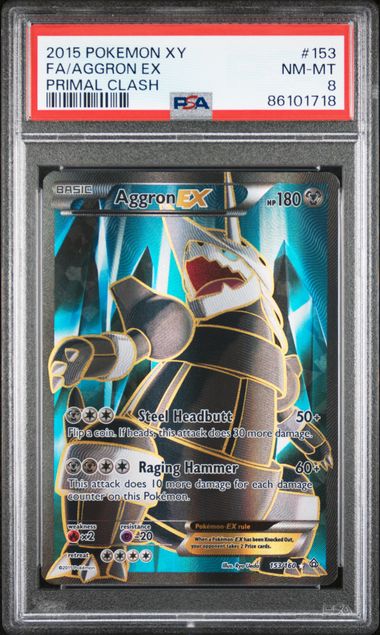Pokemon Primal Clash Aggron Ex #153 PSA 8