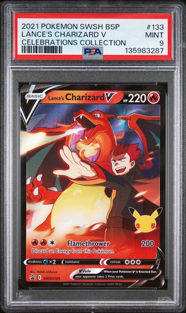 Pokemon SWSH Black Star Promo Lance's Charizard V #133 PSA 9