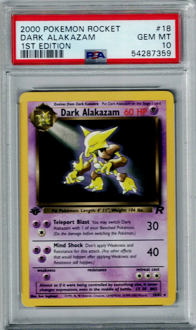 Pokemon Team Rocket Dark Alakazam #18 PSA 10