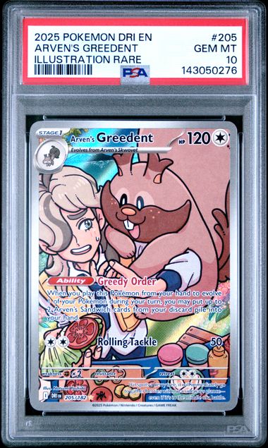 Pokemon Destined Rivals Arven's Greedent #205 PSA 10