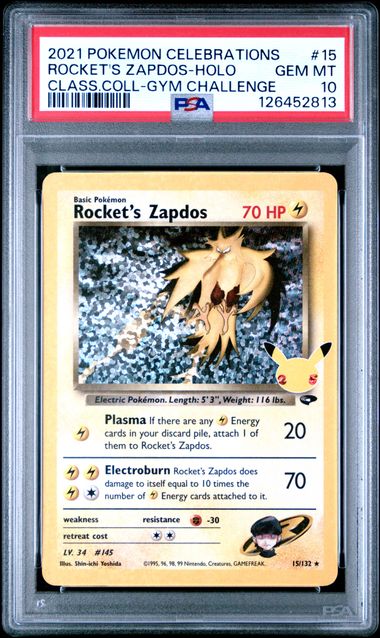 Pokemon Celebrations Classic Collection Rocket's Zapdos #15 PSA 10
