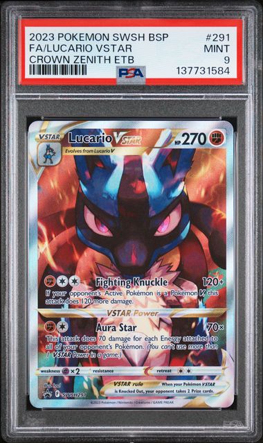 Pokemon Crown Zenith Lucario VSTAR #291 PSA 9