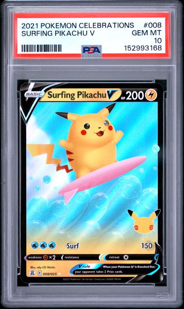 Pokemon Celebrations Surfing Pikachu V #008 PSA 10