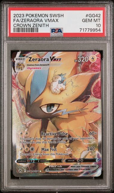 Pokemon Crown Zenith Zeraora VMAX #GG42 PSA 10