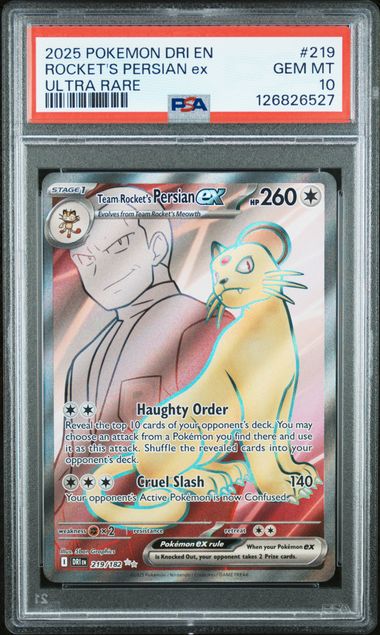 Pokemon Destined Rivals Rocket's Persian ex #219 PSA 10