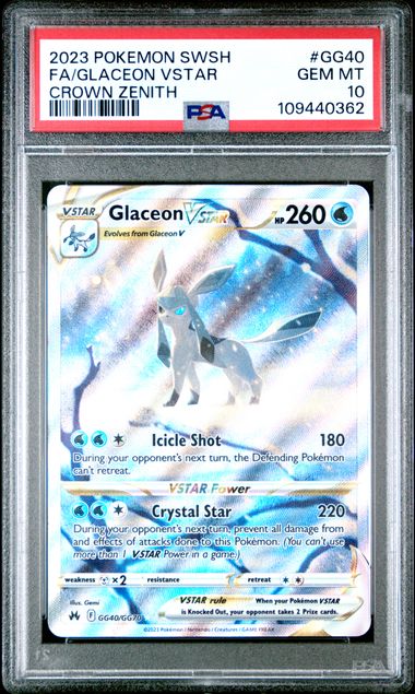 Pokemon Crown Zenith Glaceon Vstar #GG40 PSA 10