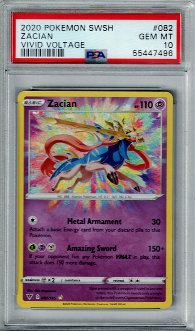 Pokemon Vivid Voltage Zacian #082 PSA 10