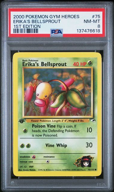Pokemon Gym Heroes Erika's Bellsprout #75 PSA 8