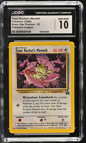 Pokemon Black Star Promo Team Rocket's Meowth #18 CGC 10