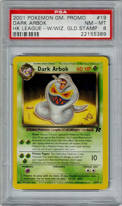 Pokemon Wiz Gold Stamp Promo Dark Arbok #19 PSA 8