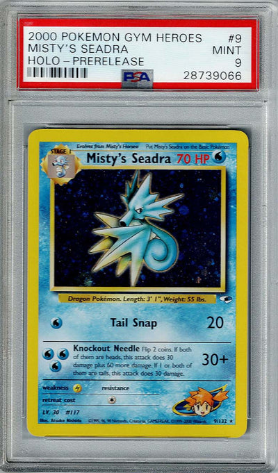 Pokemon Gym Heroes Prerelease Misty's Seadra #9 – Holo PSA 9