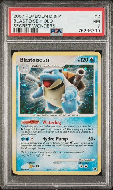Pokemon D&P Secret Wonders Blastoise #2 – Holo PSA 7