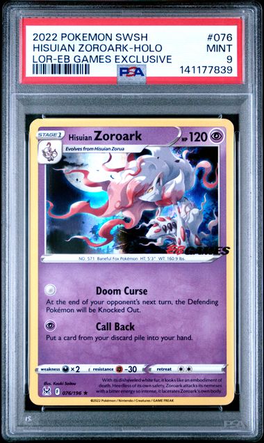 Pokemon Lost Origin Hisuian Zoroark #076 – Holo PSA 9