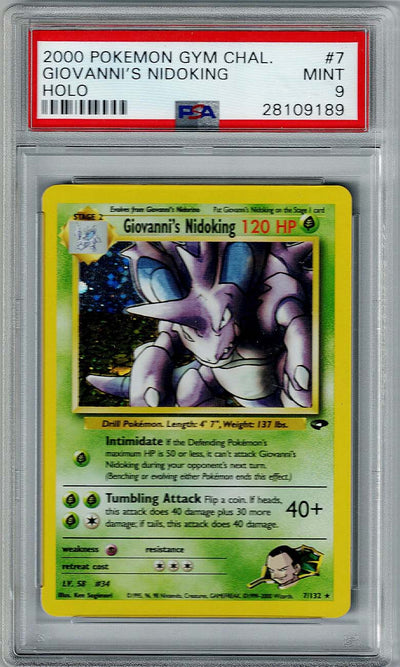 Pokemon Gym Chanllenge Giovanni's Nidoking #7 – Holo PSA 9