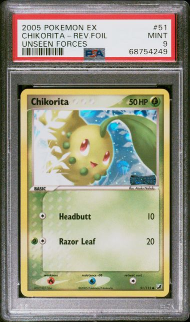 Pokemon EX Unseen Forces Chikorita #51 PSA 9