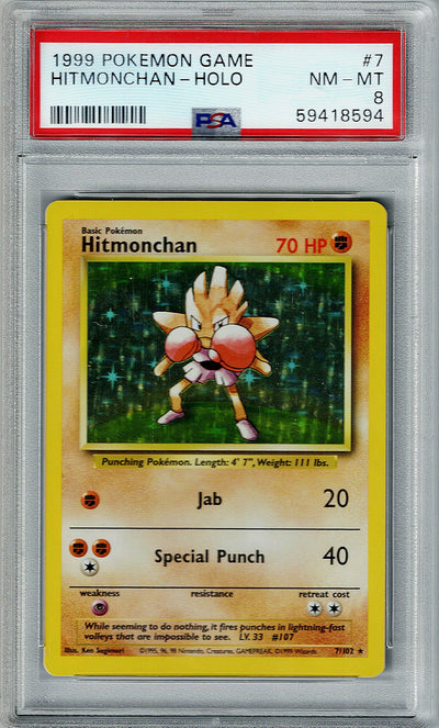 Pokemon Base Set Hitmonchan #7 – Holo PSA 8