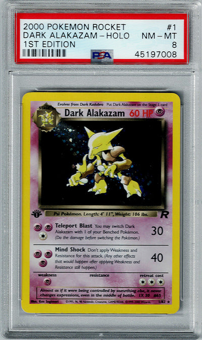 Pokemon Team Rocket Dark Alakazam #1 – Holo PSA 8