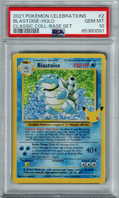 Pokemon Celebrations Blastoise #2 – Holo PSA 10