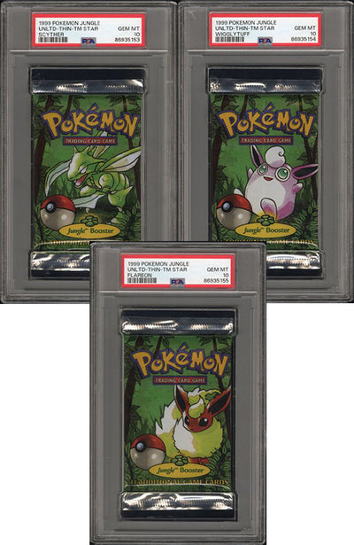 Pokemon Jungle Unlimited Foil Pack's (x3) PSA 10