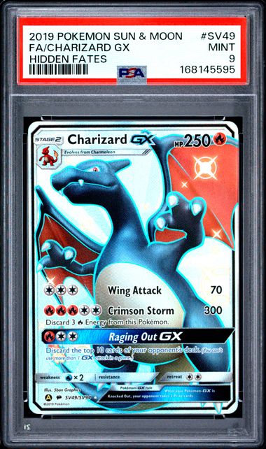 Pokemon S&M Hidden Fates Charizard GX #SV49 PSA 9