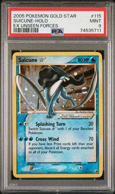 Pokemon EX Unseen Forces Suicune Gold Star #115 – Holo PSA 9