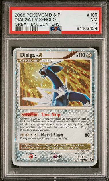 Pokemon D&P Great Encounters Dialga LV.X #105 – Holo PSA 7