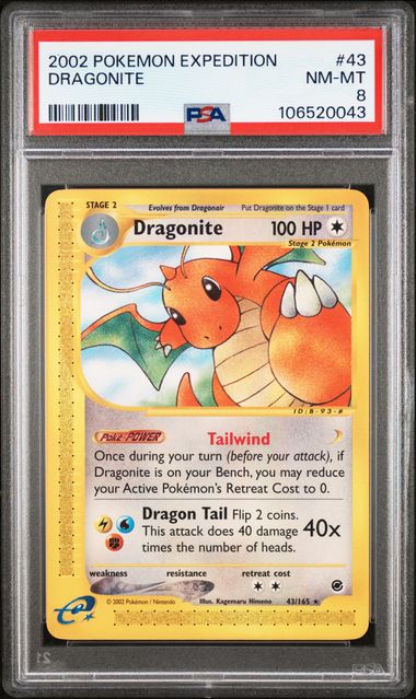 Pokemon Expedition Dragonite #43 PSA 8