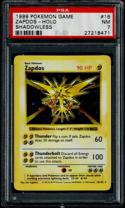 Pokemon Base Set Shadowless Zapdos #16 – Holo PSA 7