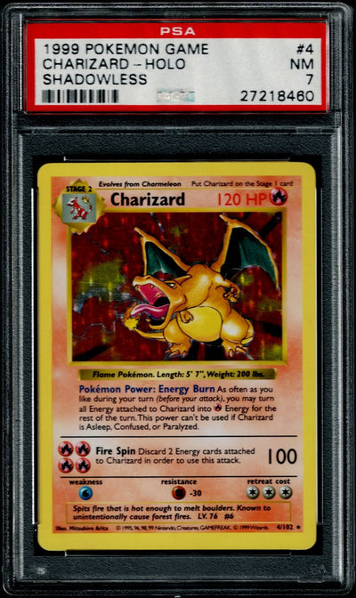 Pokemon Base Set Shadowless Charizard #4 – Holo PSA 7
