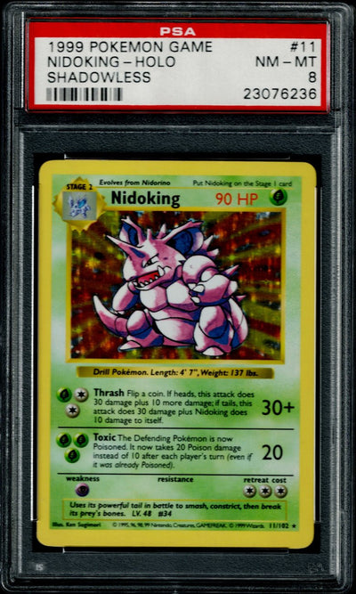 Pokemon Base Set Shadowless Nidoking #11 – Holo PSA 8
