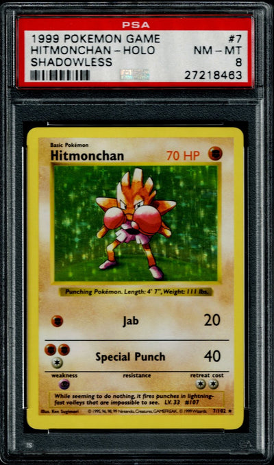 Pokemon Base Set Shadowless Hitmonchan #7 – Holo PSA 8