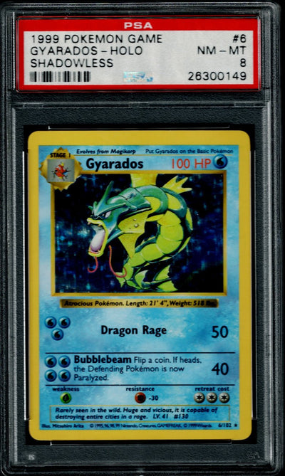 Pokemon Base Set Shadowless Gyarados #6 – Holo PSA 8