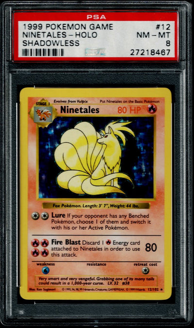 Pokemon Base Set Shadowless Ninetales #12 – Holo PSA 8